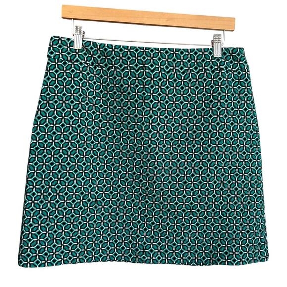 LOFT Women's Teal Tiled Jacquard Skirt Size 12 - Picture 1 of 6
